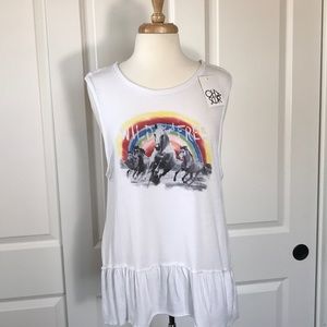 Chaser wild and free ruffle hem tank tee